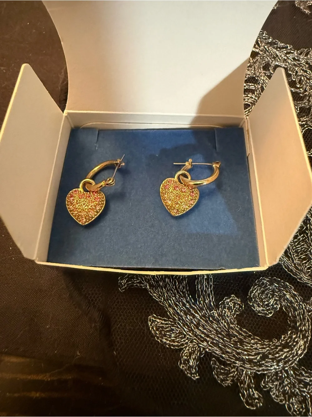 Vintage Avon Pave Ombré Heart Earrings